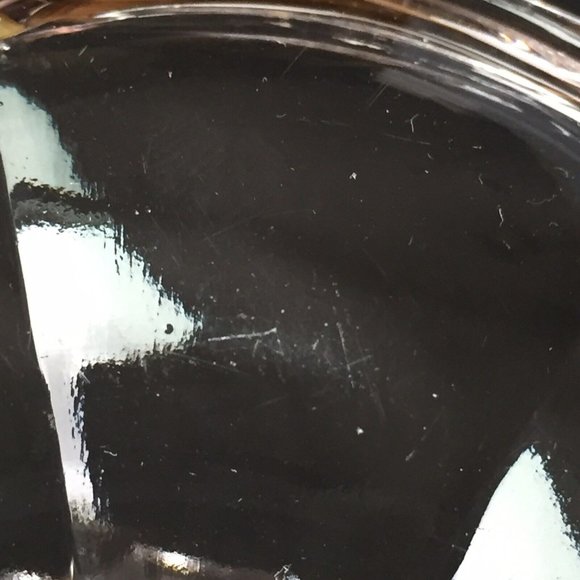 Clear Art Glass Candlestick Holder Flower Petal Fluted Base Hexagonal Top Vtg - Picture 10 of 12